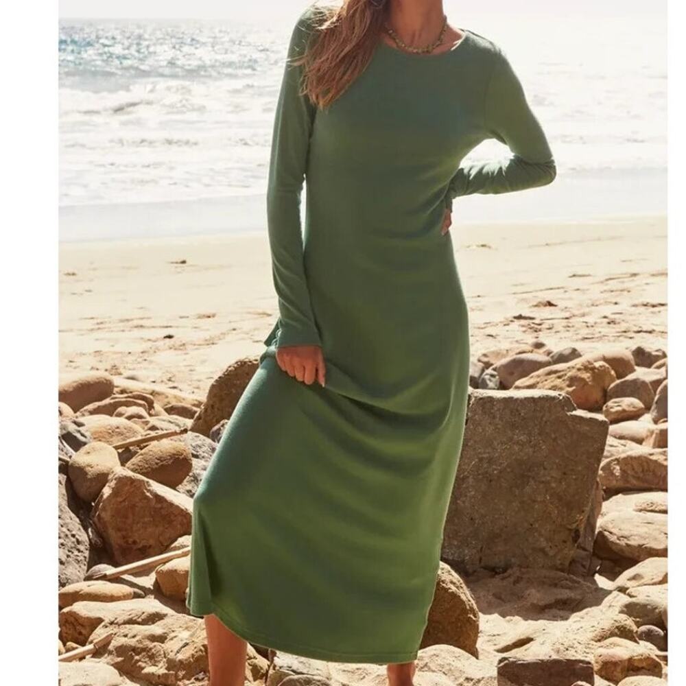 NEW Free People Beach Aubre Mermaid Green Open Low Back Essential Maxi Dress